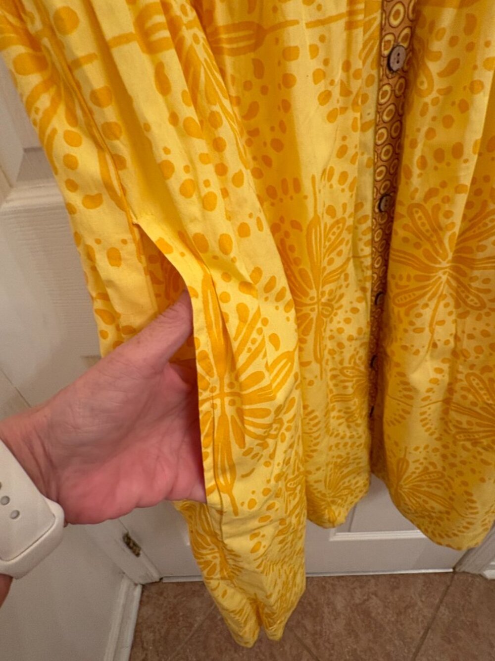 Uncle Frank Sun Kissed Yellow Dress Geometric Print Button-down Pockets size L - Picture 4 of 5